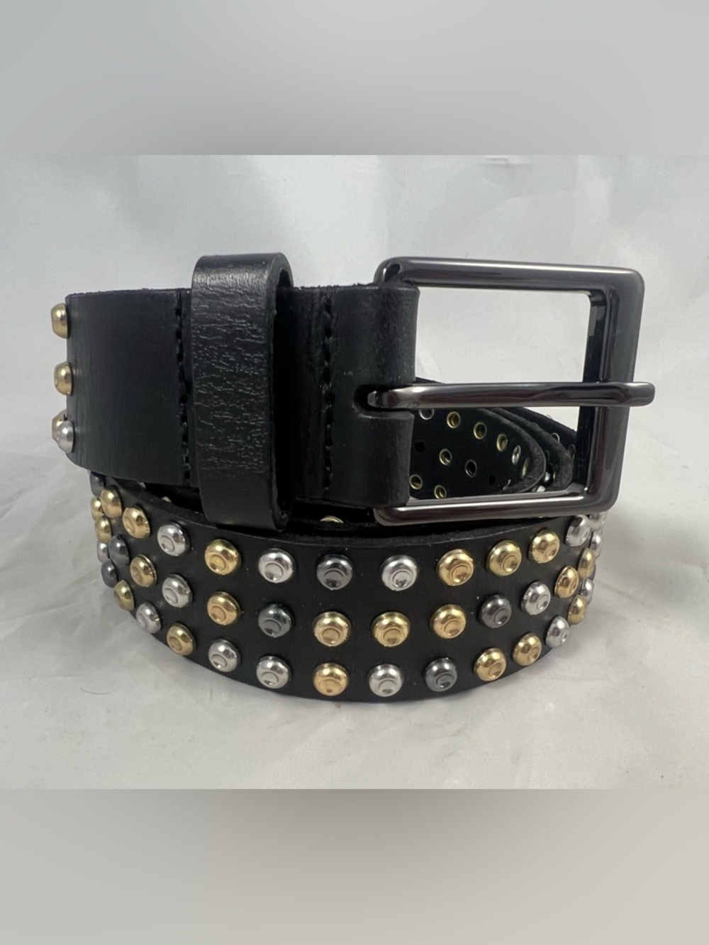 Cabi Women’s Multi Metal Studded Black Leather Belt Size L